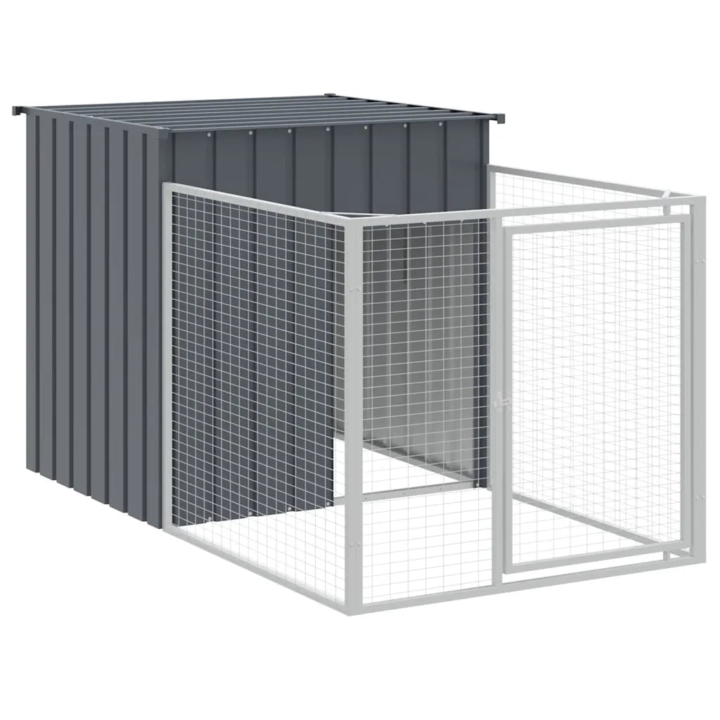 Casetta Cani con Corsa Antracite 110x201x110 cm Acciaio Zincato 172357