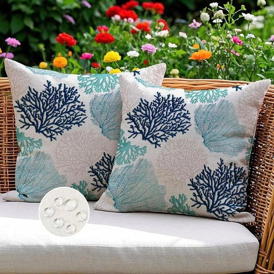 Cuscino protetto da pioggia - Blu - Set da 2 - 50 x 50 cm