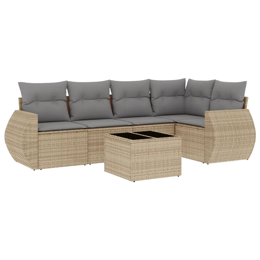Set Divano da Giardino 6 pz con Cuscini Beige in Polyrattan 3221338