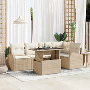 Set Divano da Giardino 6 pcs Marrone e Crema polyrattan 3348647