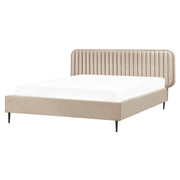 Letto matrimoniale UE tortora Rivestimento in velluto 160 x 200 cm Telaio Poggiatesta Gambe in metallo Design moderno Camera da letto
