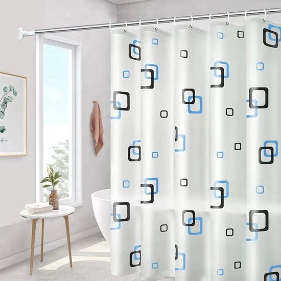 Douchegordino per Bagno 180x200cm - Douchegordino rapido ad assestamento con ganci - Douchegordino impermeabile e schiumogeno - con 12 anelli per Douchegordino - per doccia e bagno