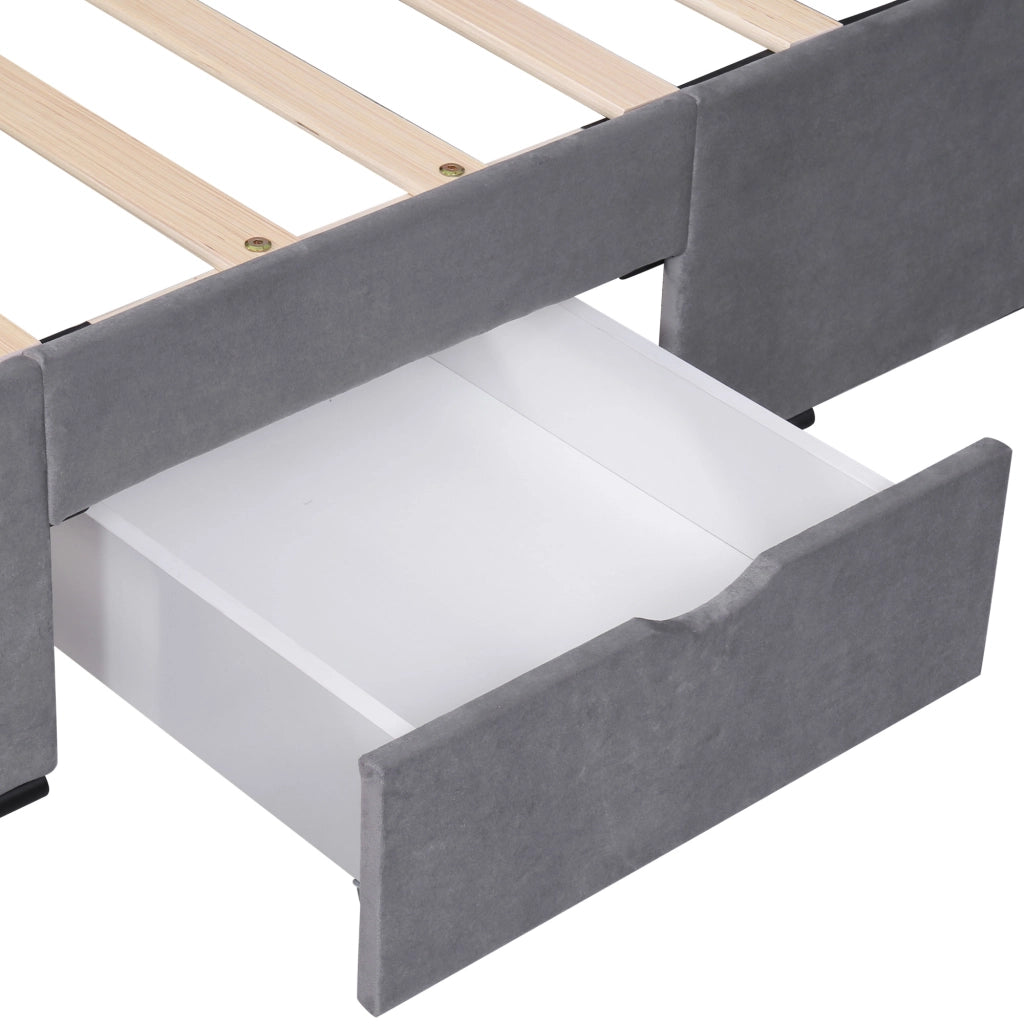 LETTO imbottito 160x200 cm in velluto grigio con rete a doghe