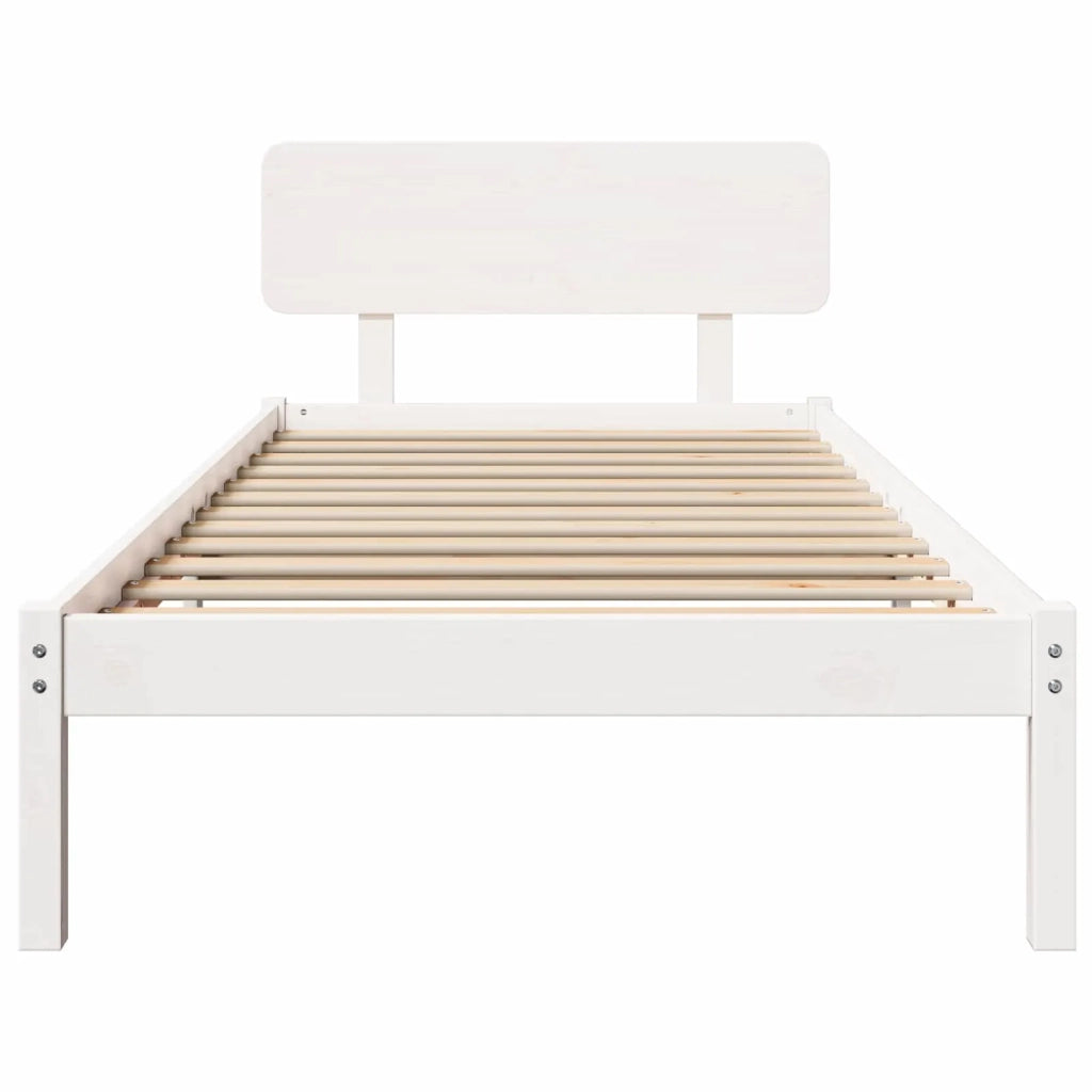 Struttura del letto Bianco 90 x 190 cm Pino massello 872129