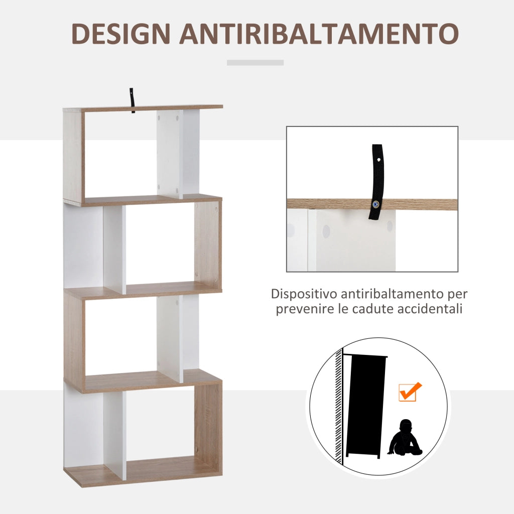 Libreria Ufficio 4 Ripiani Legno Moderna ¨C Minimal ¨C 60x24x148cm