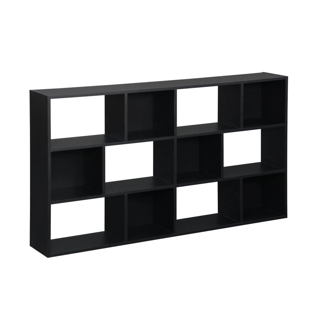 Libreria a 3 livelli con 12 scomparti, nero