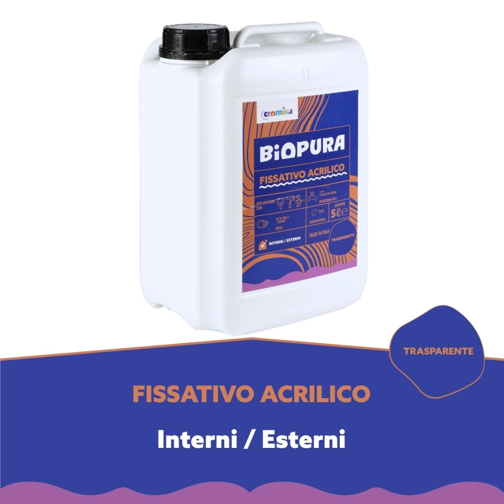 Fissativo isolante acrilico supporti assorbenti diluibile linea biopura cromika *** formato 5 lt, confezione 1