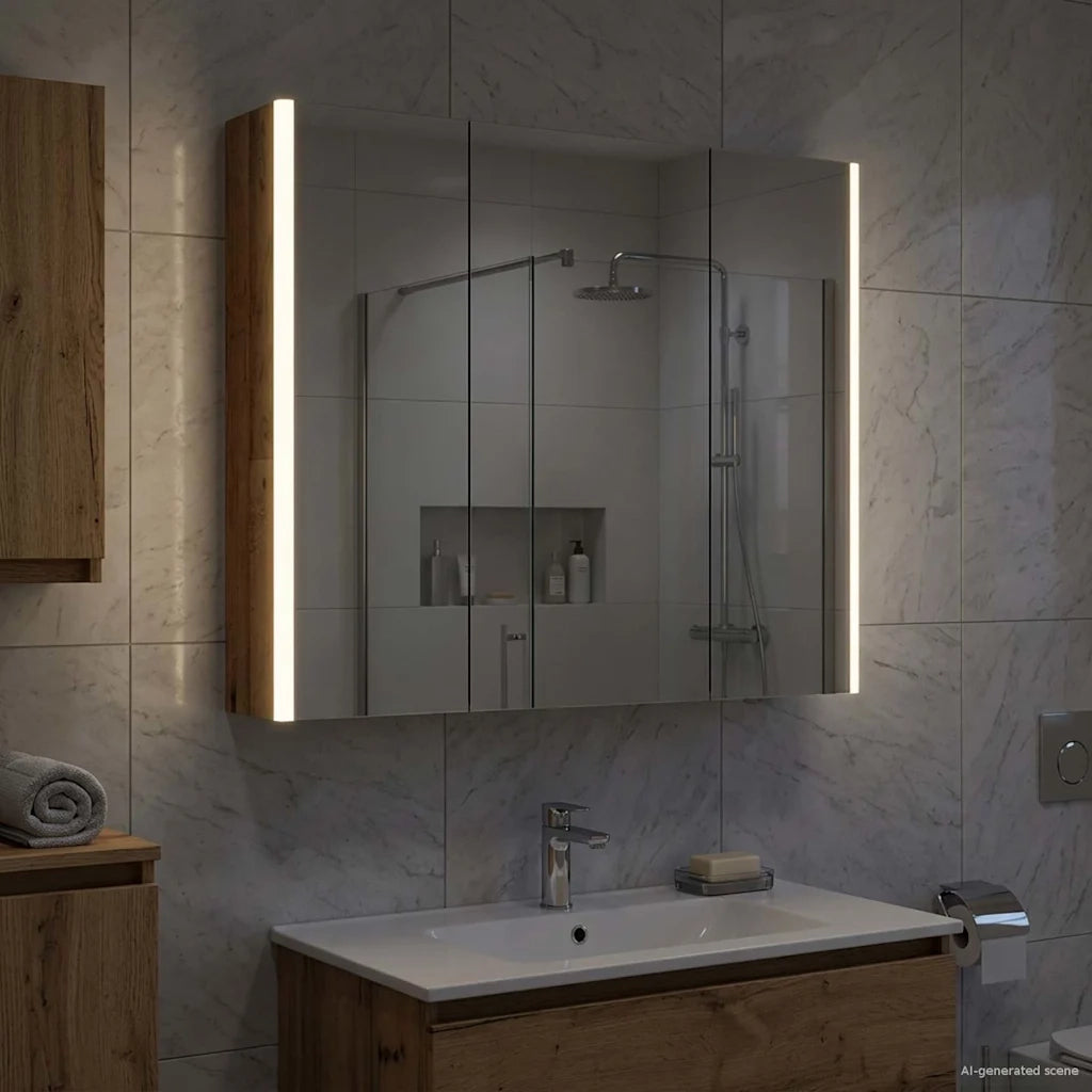 Mobiletto per specchio da bagno con lo scaffale Legno vecchio 889261