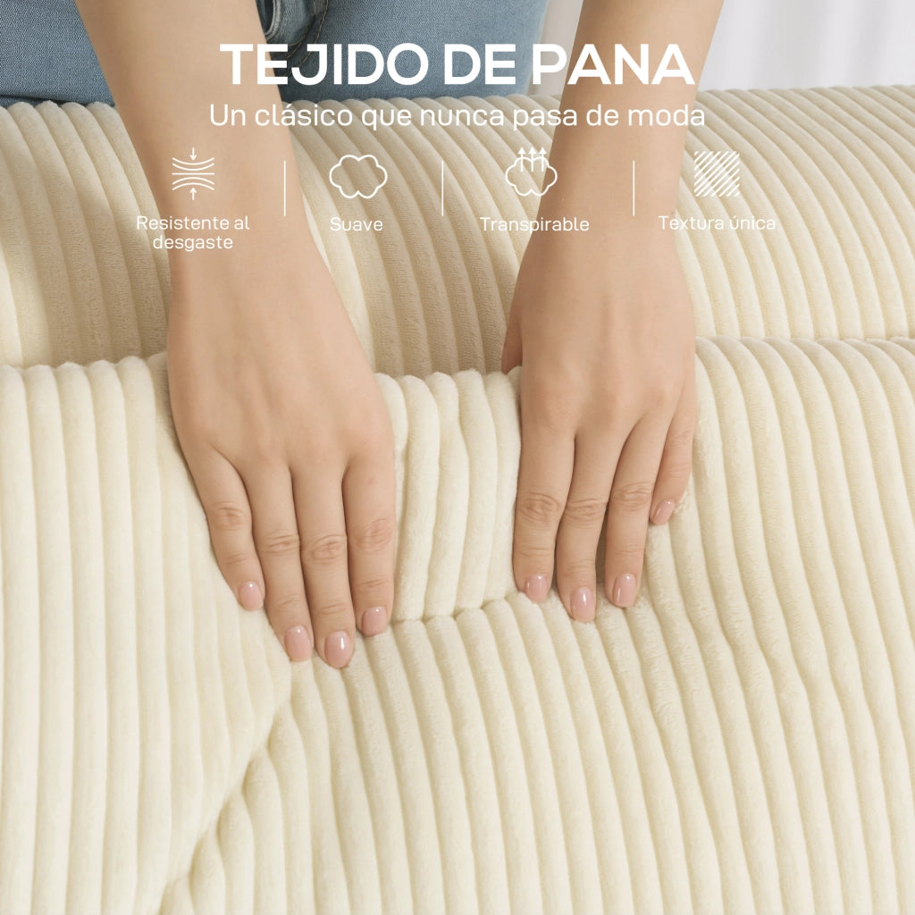 Divano 3 Posti Trapuntato in Velluto ¨C Zephmum ¨C Beige
