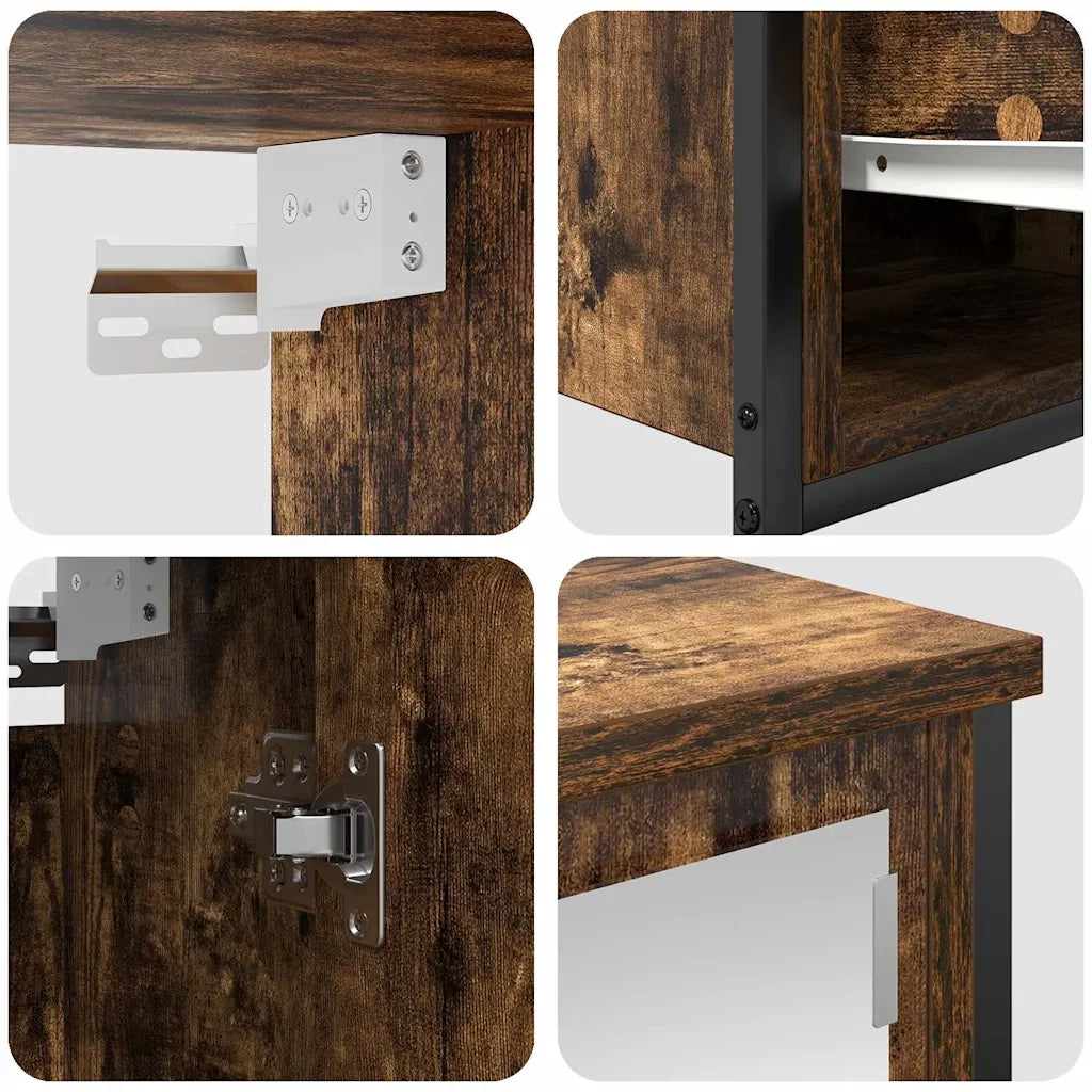 Set di mobili per il bagno 5 pcs Rovere Affumicato e Nero 3328386
