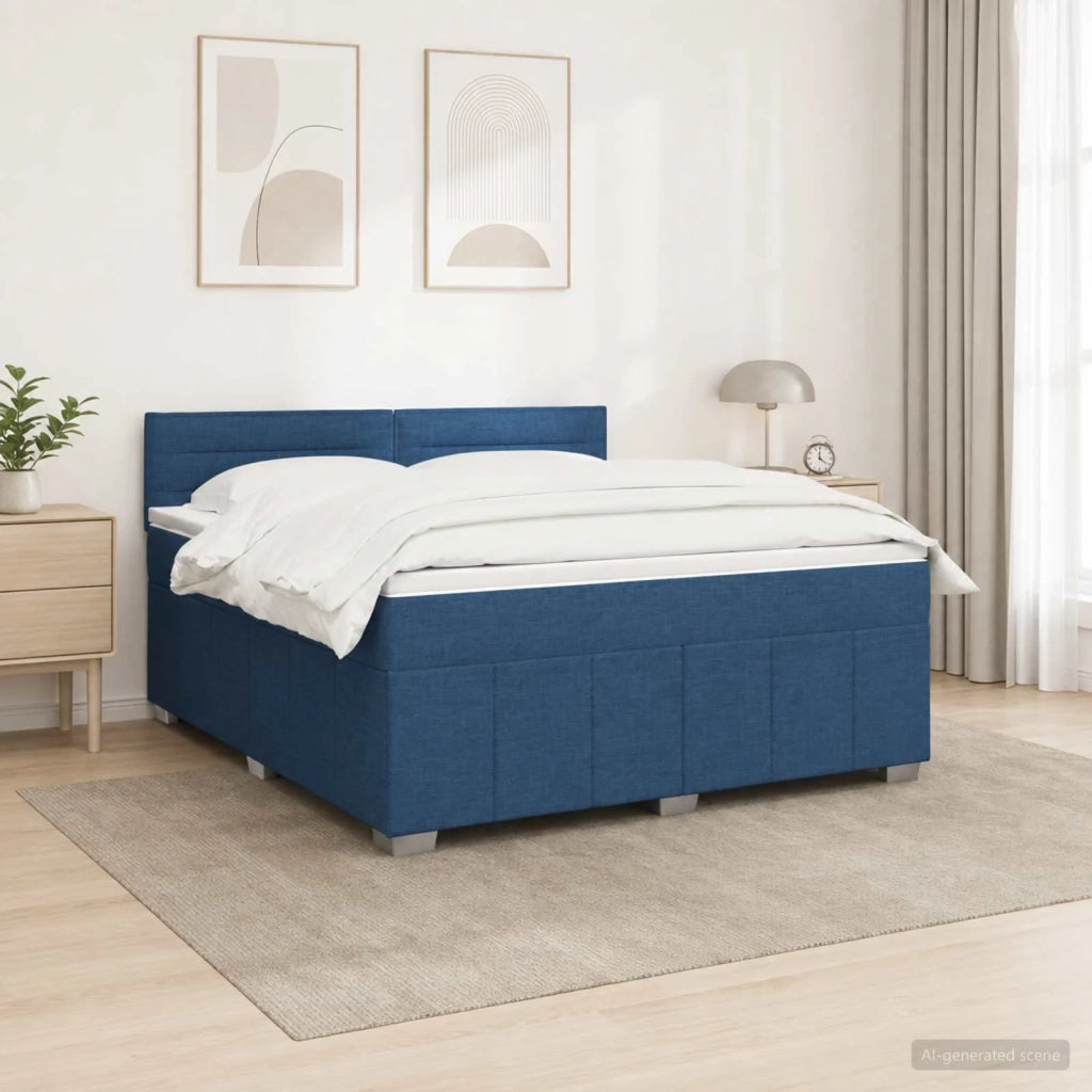 Letto box spring con materasso Blu 160 x 200 cm Tessuto 3452711