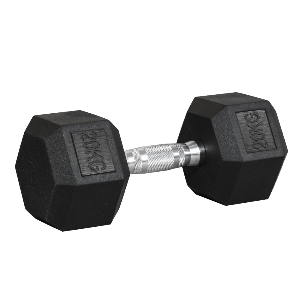 Manubrio Esagonale 20kg ¨C Minimal ¨C Acciaio e Gomma Nero