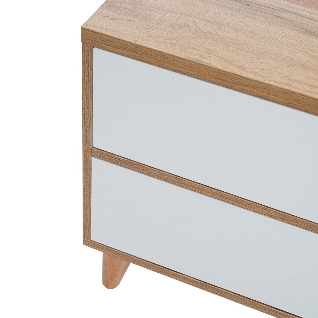 Mobile TV bianco e legno - Zephmum - Stile rustico con ante e ripiani