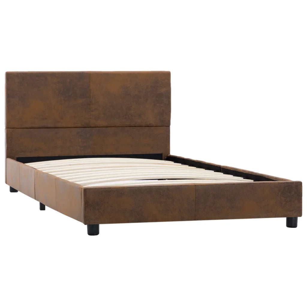 Giroletto-Struttura Letto Marrone in Similpelle Scamosciata 90x200 cm 996046