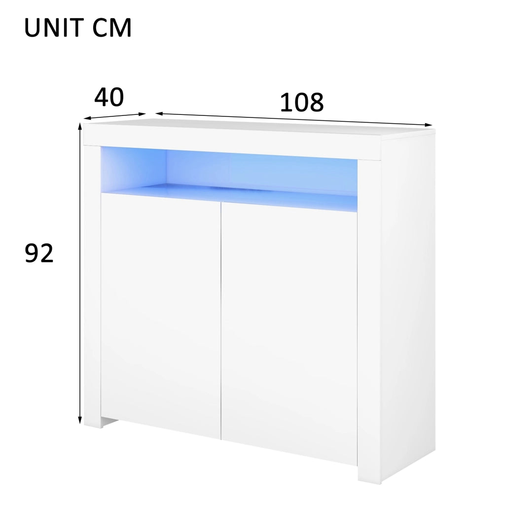 Com¨° Sideboard - Zephmum - Bianco lucido con luce LED