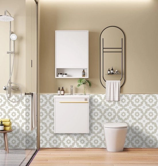 Tegelstickers in Stile Floreale Scuro - Autoadesivi per Bagno e Cucina - 24 Pezzi da 15x15 cm - Facili da Applicare - Decorativi