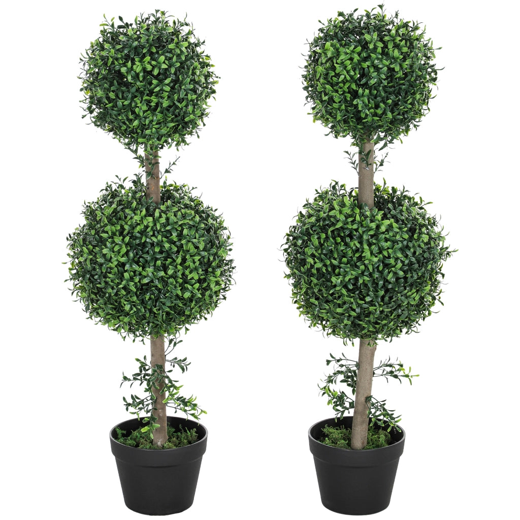 Set 2 Pezzi Piante Finte Buxus Artificiali ¨C Minimal ¨C Verde con Vaso