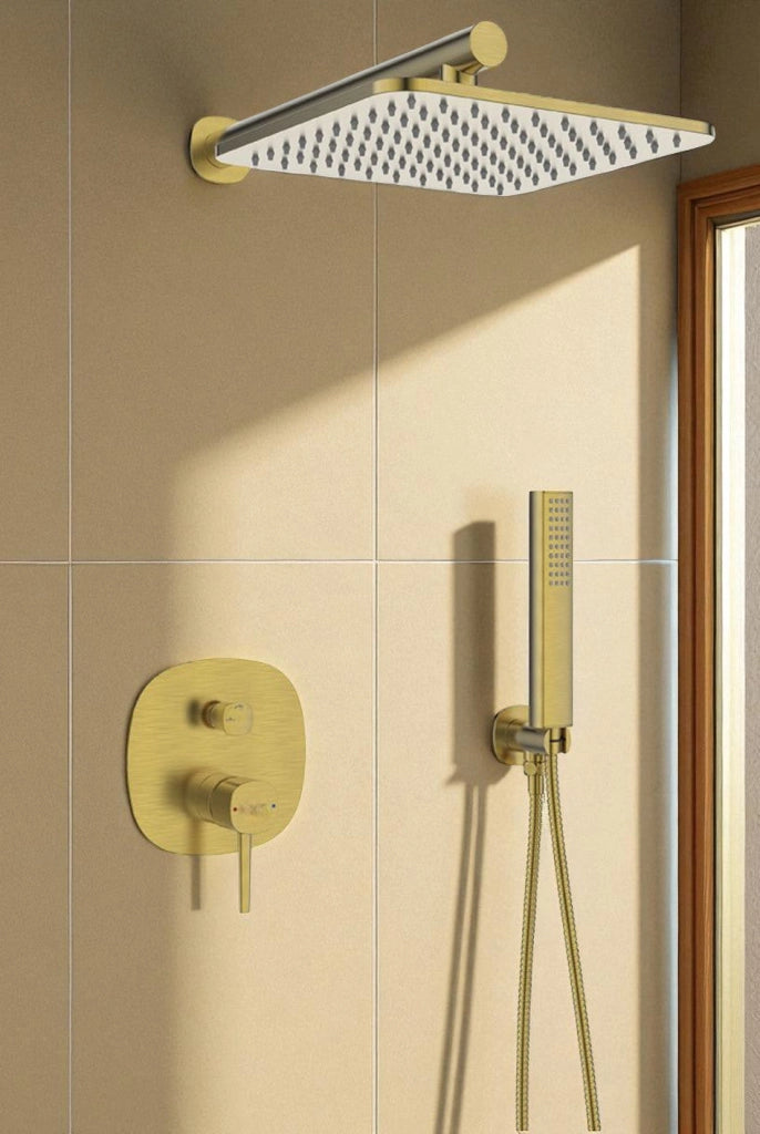 Set doccia – oro spazzolato, soffione, bocca e sistema anticalcare