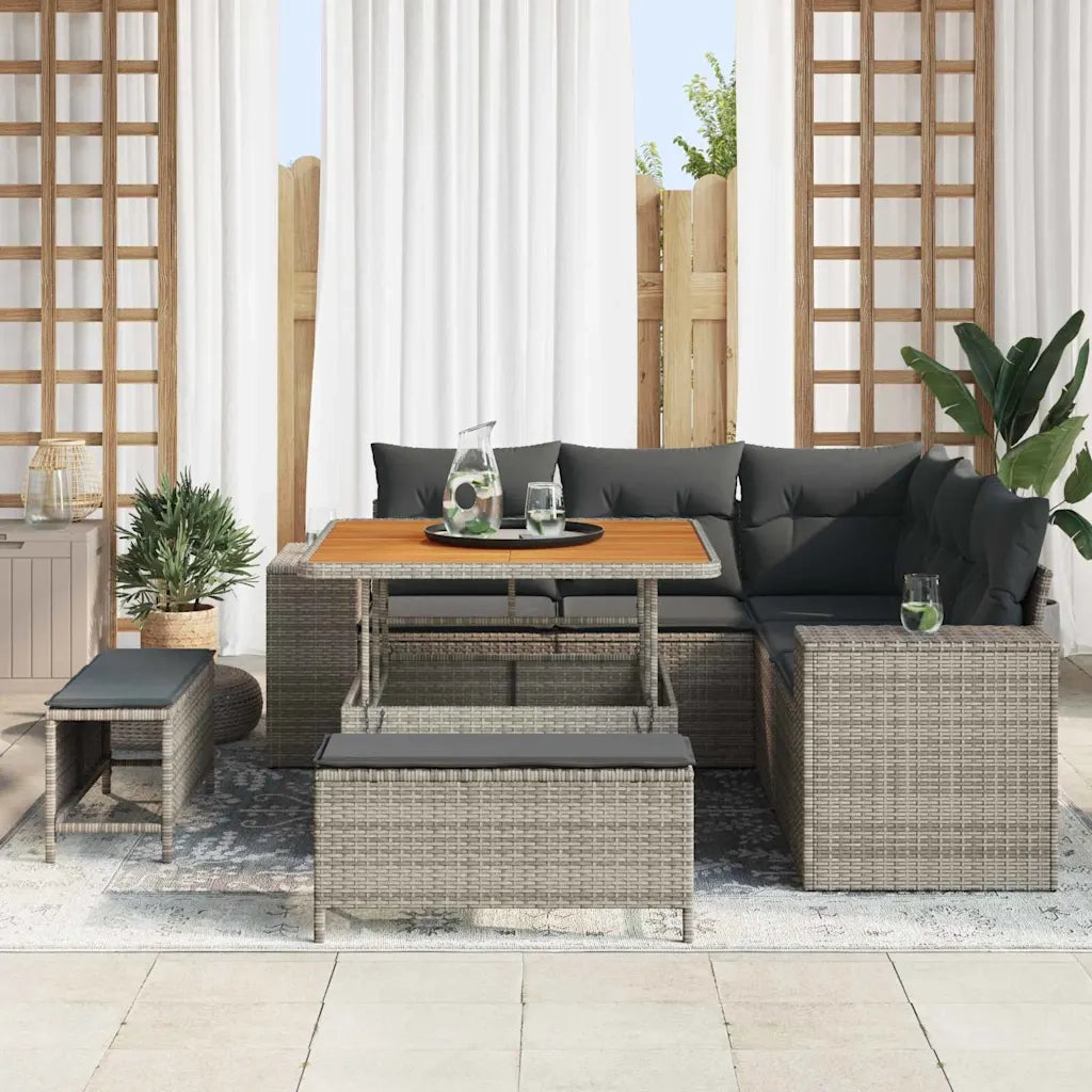 Set Divano da Giardino con cuscino 8 pcs Grigio polyrattan 3363948