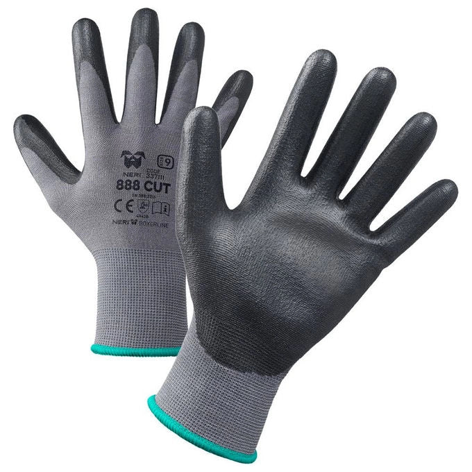 Neri Safety guanti antitaglio da lavoro 336 Nitcut, calibro 13, poliestere e fibra di acciaio, palmo in nitrile, touch screen, taglia 11, confezione 12 pz