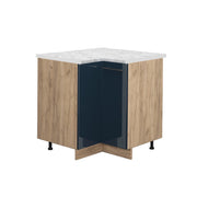 Mobile ad angolo cucina Fame-Line Blu scuro lucido/Rovere dorato 80.5 cm, PL Marmo Vicco
