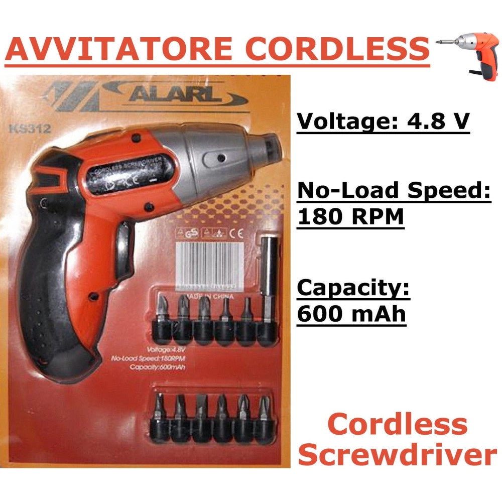 Trade Shop - Mini Avvitatore Trapano Cordless 4.8volt 180rpm 11 Punte Ricaricabile 600mah -