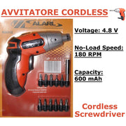 Trade Shop - Mini Avvitatore Trapano Cordless 4.8volt 180rpm 11 Punte Ricaricabile 600mah -