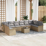 Set Divano da Giardino con cuscino 11 pcs Beige polyrattan 3345550
