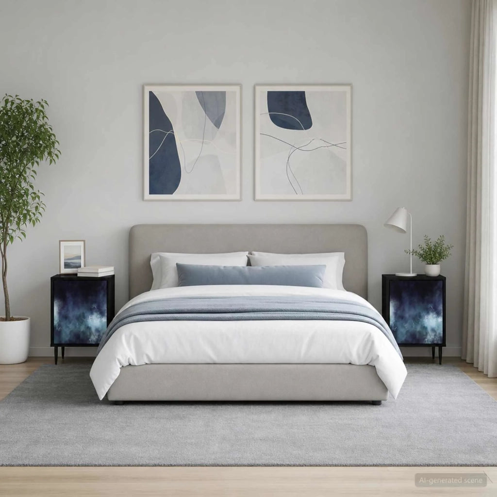 Armadio da Notte RAALTE 2 pz Rovere Nero 36 x 33 x 51 cm 8007236