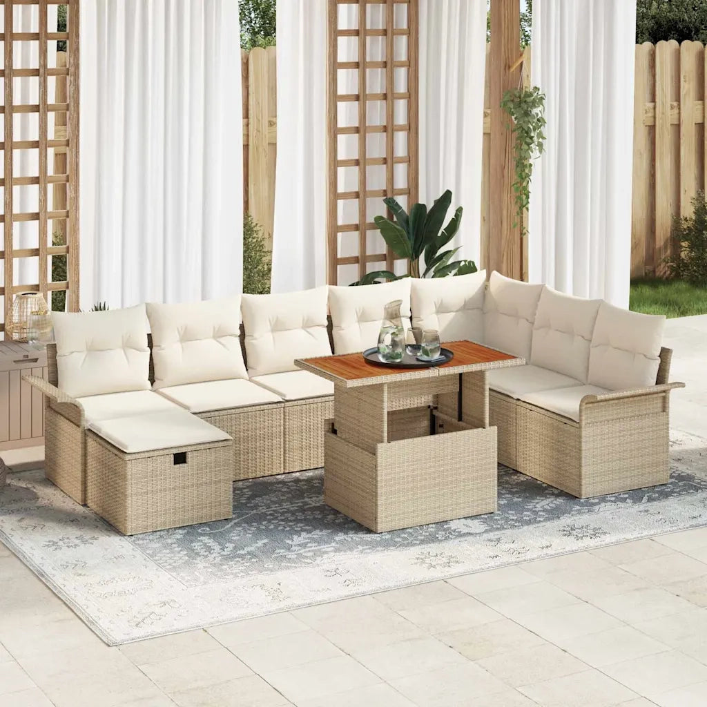 Set Divano da Giardino 9 pcs Beige polyrattan 3361260