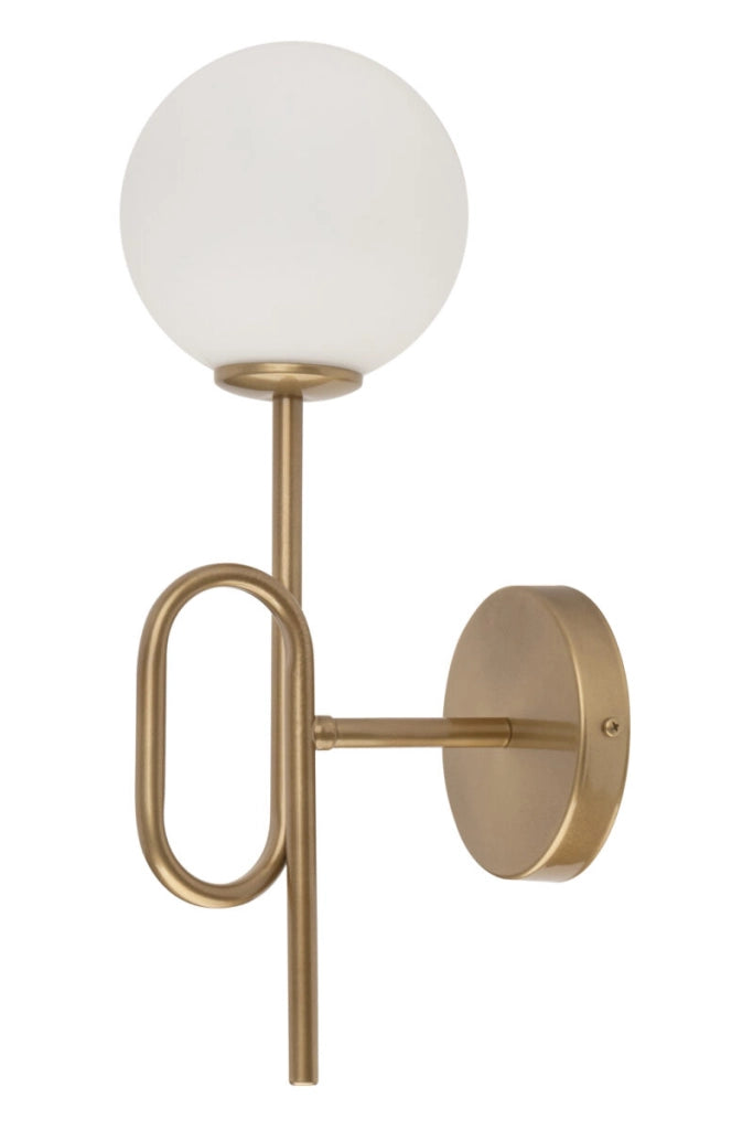 Applique moderna oro con globo vetro bianco Tes G9 Sigma