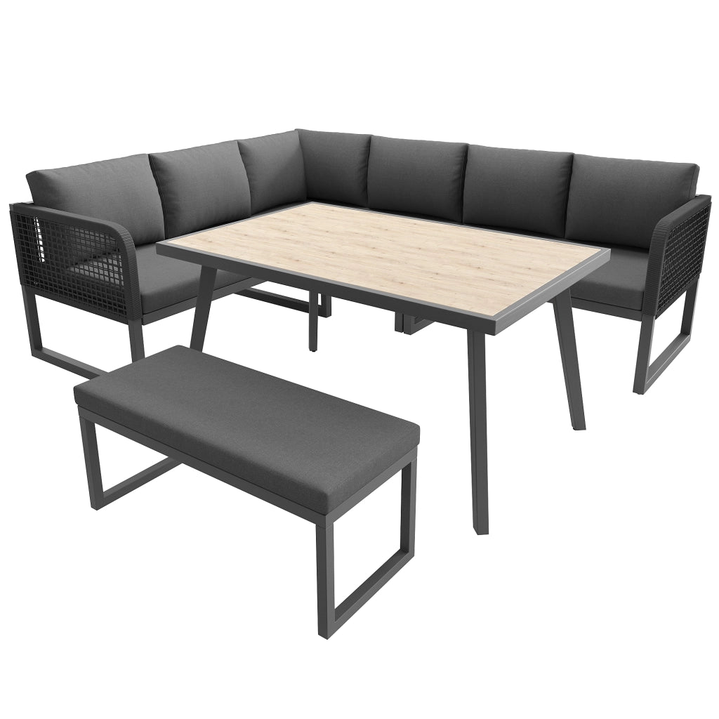 Set Divano da Giardino Polyrattan per 6-8 Posti con Cuscini ¨C MINIMAL ¨C Grigio