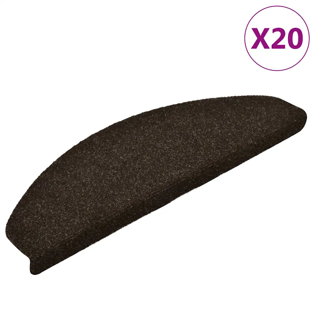 Tappetini per scale autoadesivi 20 pz 65x21x4 cm marrone scuro semicircolari grandi 3365649
