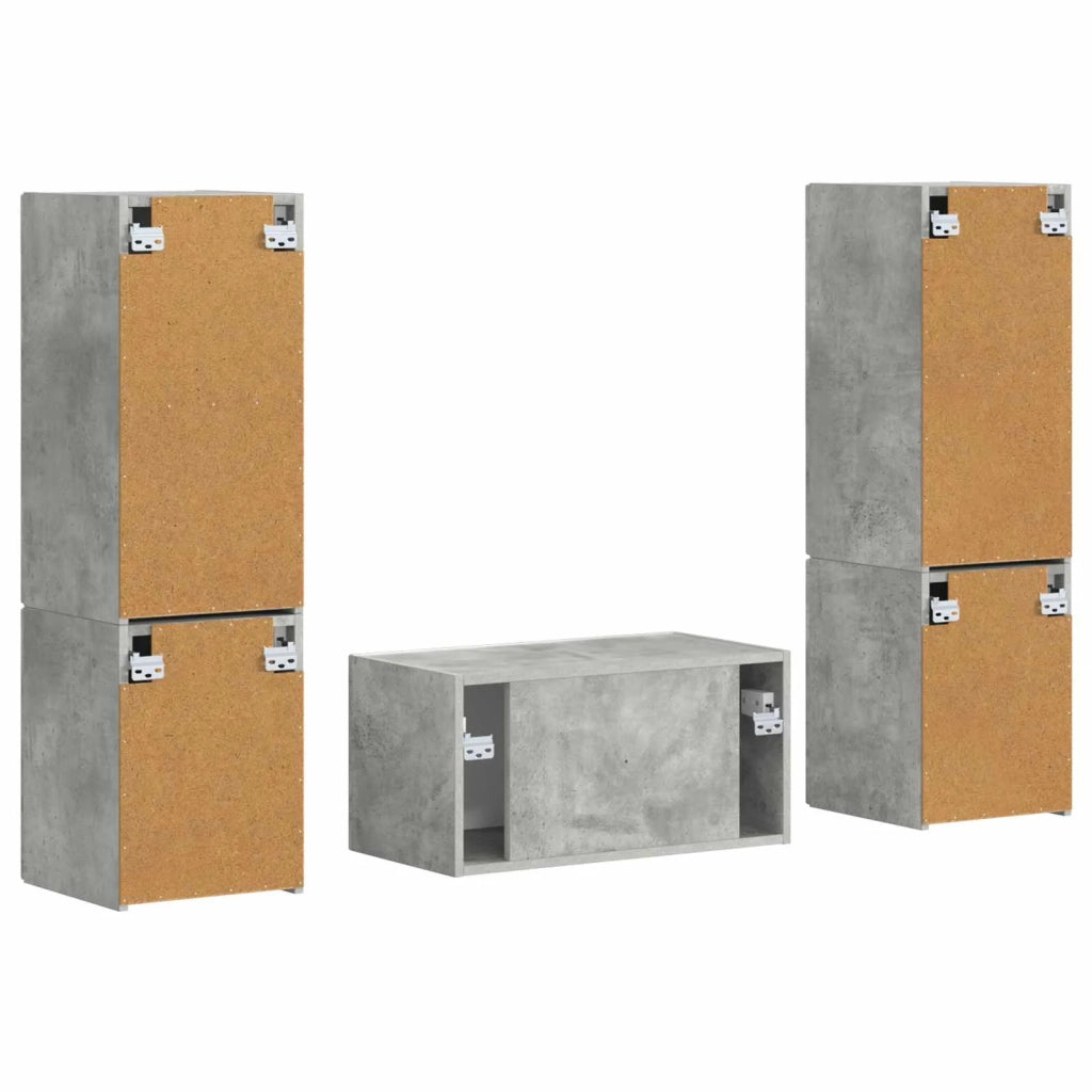 Set mobile TV 5 pcs Grigio cemento Legno multistrato 3409099