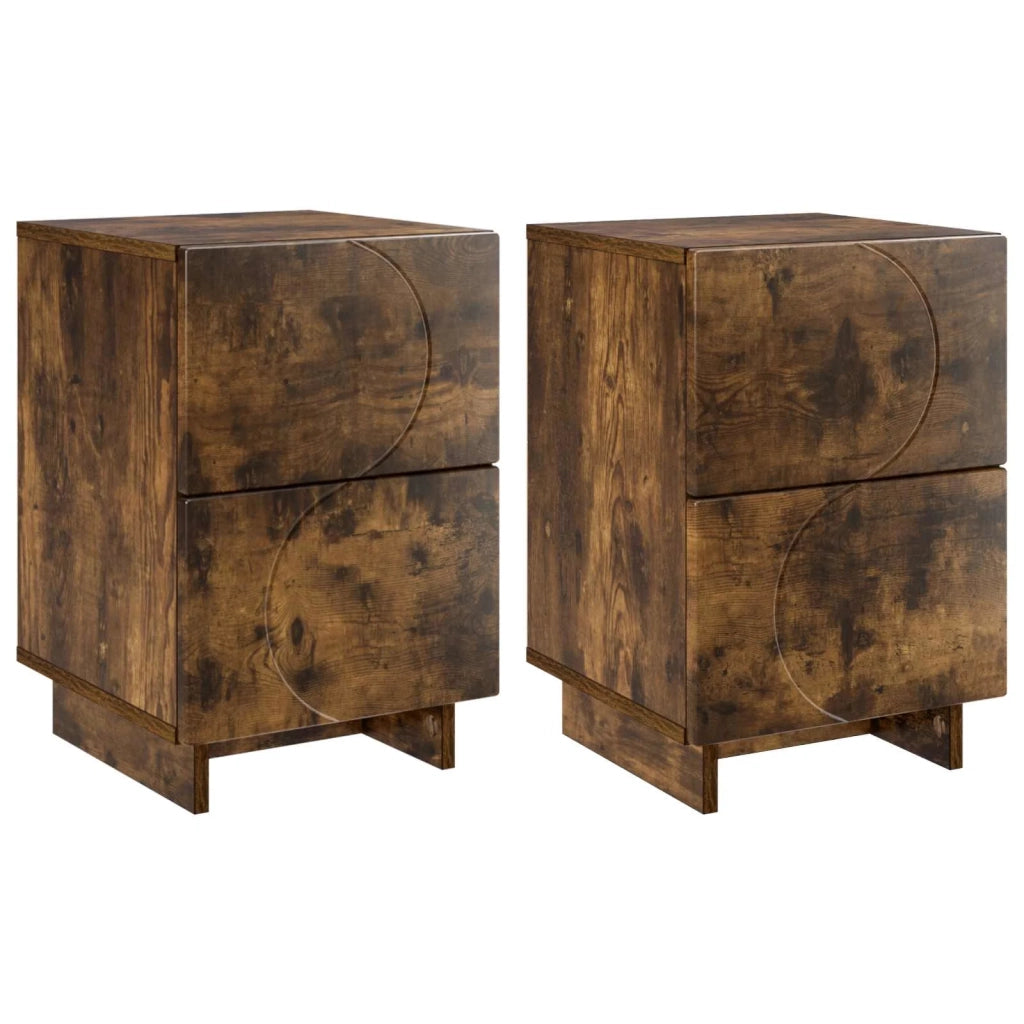 Armadio da Notte 2 pz Rovere Fumo 33,5 x 34,5 x 50 cm 8011398