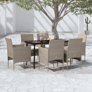 Set da Pranzo da Giardino 7 pz con Cuscini Beige e Nero 3099320