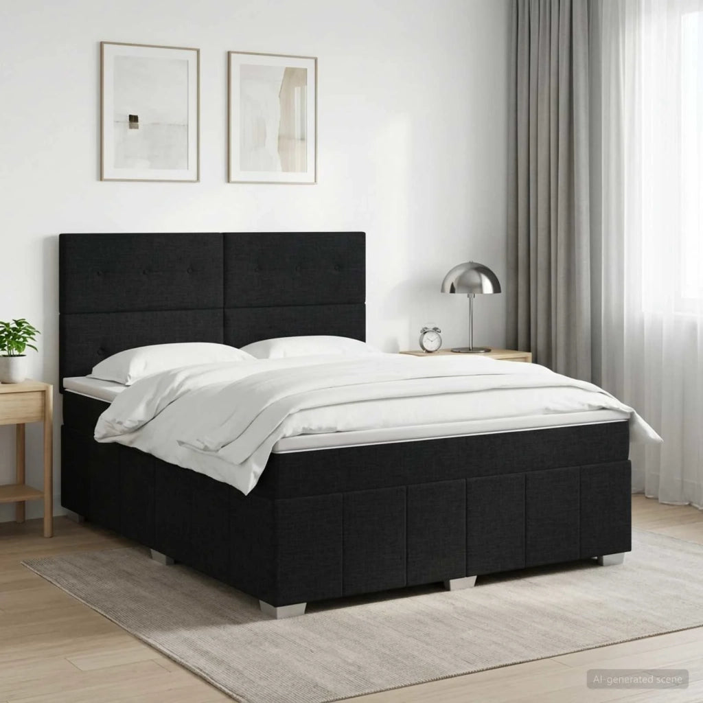 Letto box spring con materasso Nero 180 x 200 cm Tessuto 3454199