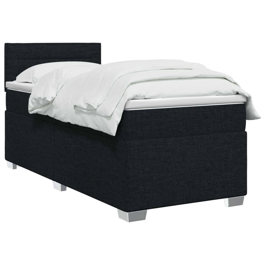 Letto con Box Spring, Materasso e LED Nero 90 x 200 cm Tessuto 3451849