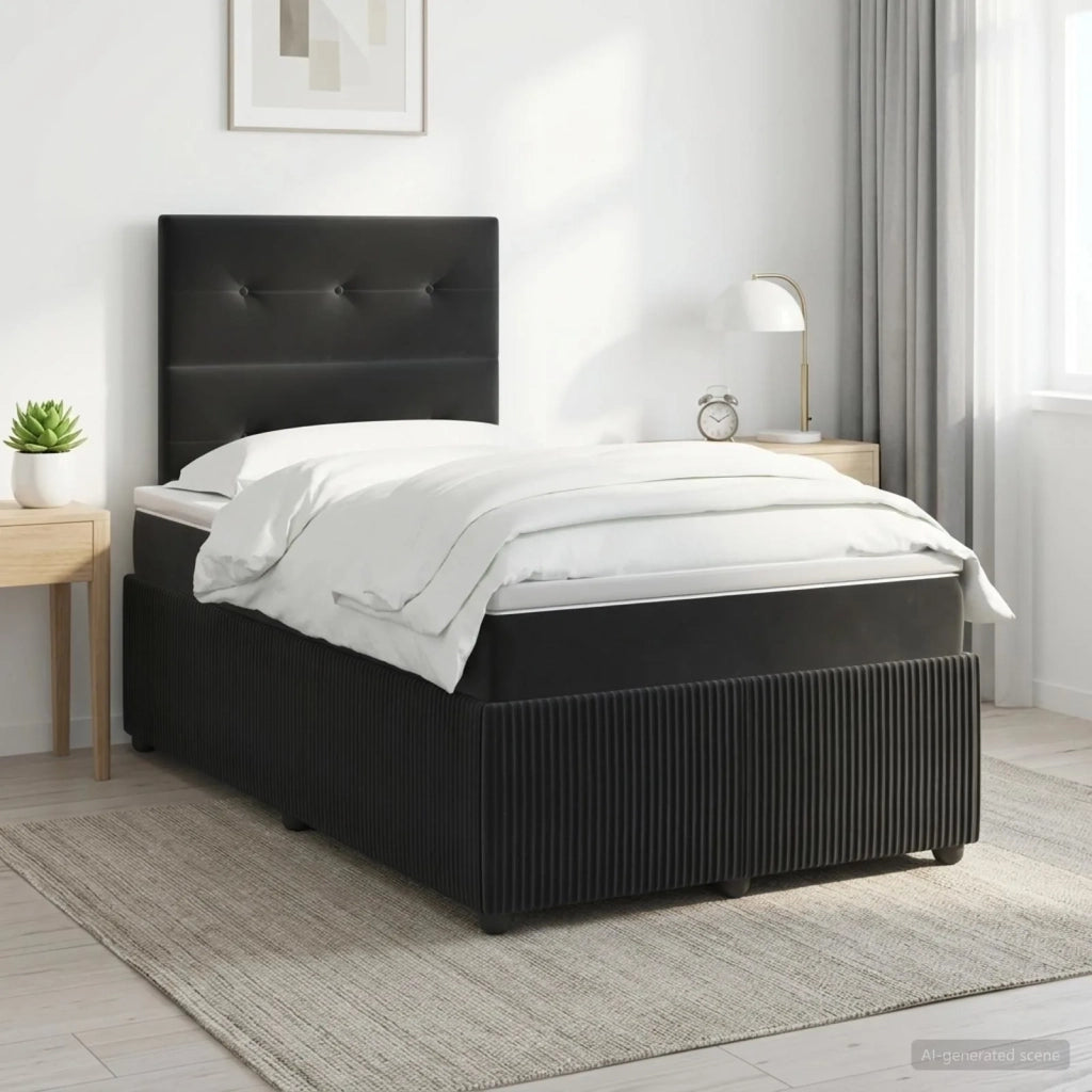 Letto box spring con materasso Nero 120 x 190 cm Velluto 3454567