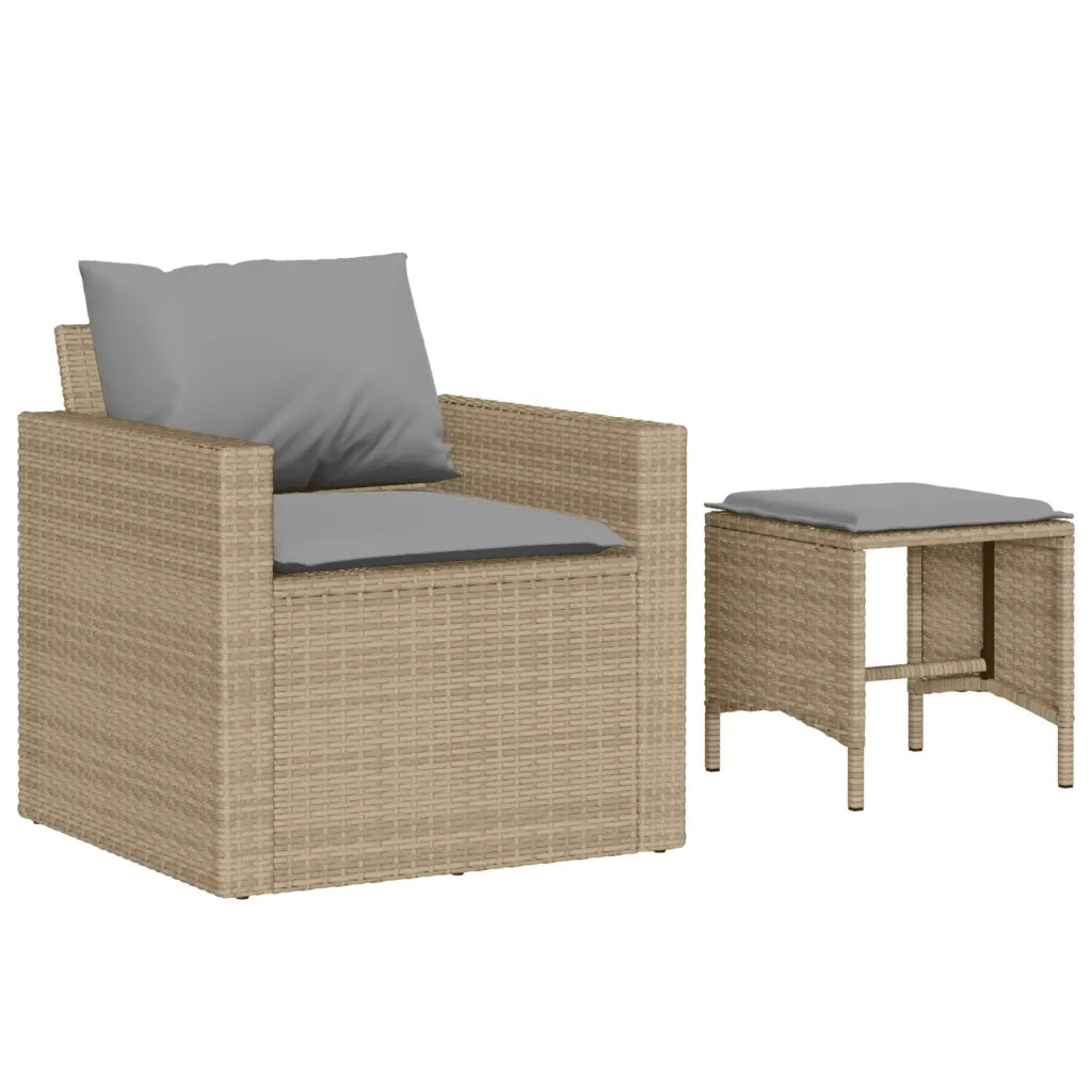Set Divano da Giardino 4 pz con Cuscini Beige in Polyrattan 366363