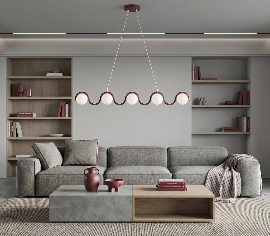 Lampada sospesa SINUS 5xG9 bordeaux bianca Emibig
