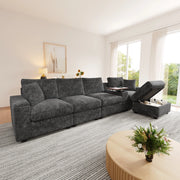 DIVANO angolare modulare 313x147x82 cm Chenille grigio