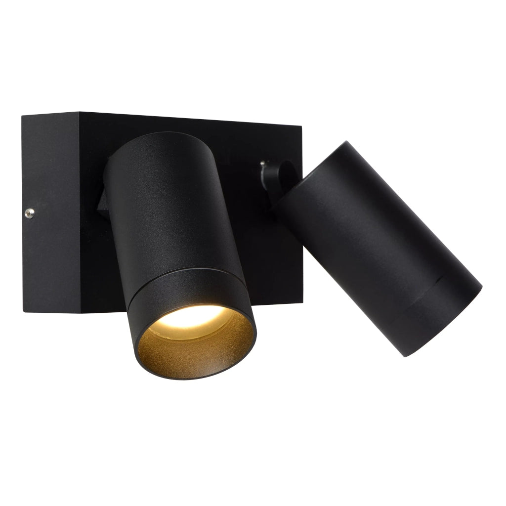 Applique esterna doppia con sensore GU10 nera Lucide Taylor