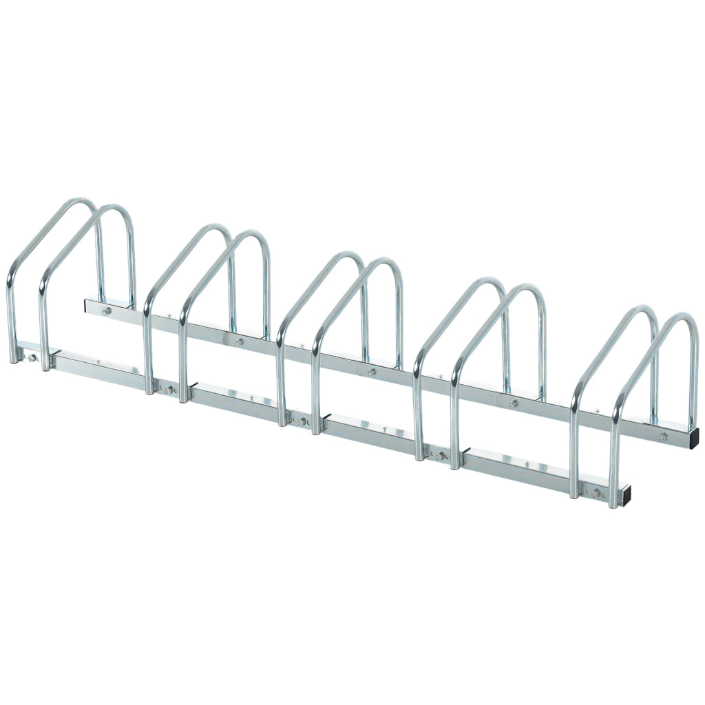 Supporto Bici da Parete 5 Posti ¨C Minimal ¨C Argento Acciaio 145x33x27 cm