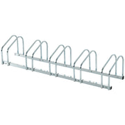 Supporto Bici da Parete 5 Posti ¨C Minimal ¨C Argento Acciaio 145x33x27 cm