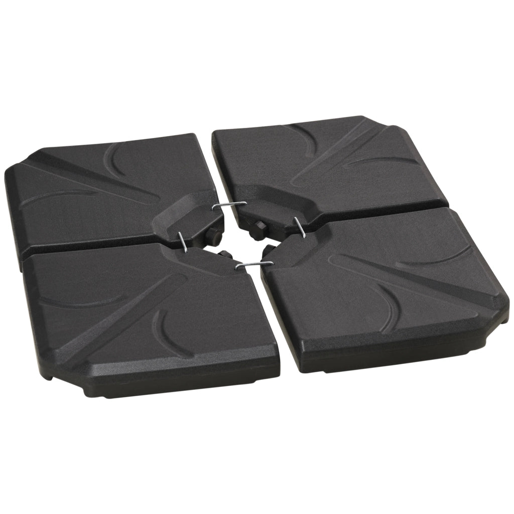 Base Ombrellone 4 Pezzi HDPE Riempibile Acqua Sabbia 18kg ¨C zephmum ¨C 103x103x8.3 cm Nero
