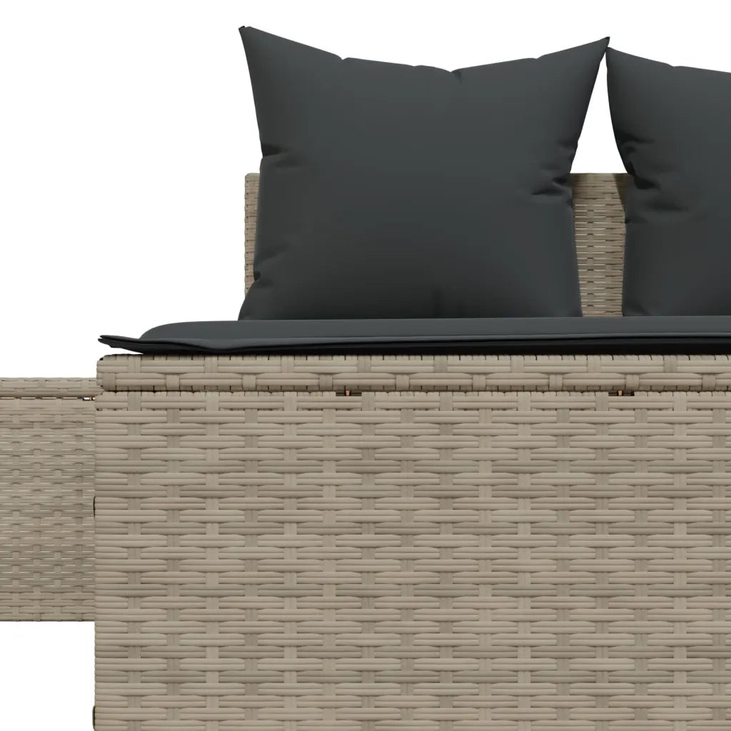 Lettino Prendisole Doppio con Cuscini Grigio Chiaro Polyrattan 368394