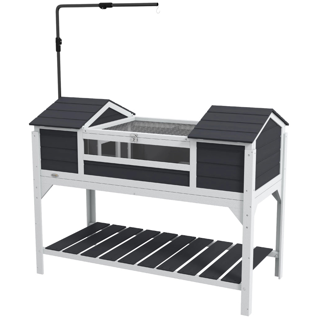 Casetta per tartarughe con 2 nicchie e lampada regolabile ¨C Minimal ¨C 122x56.5x93 cm grigio