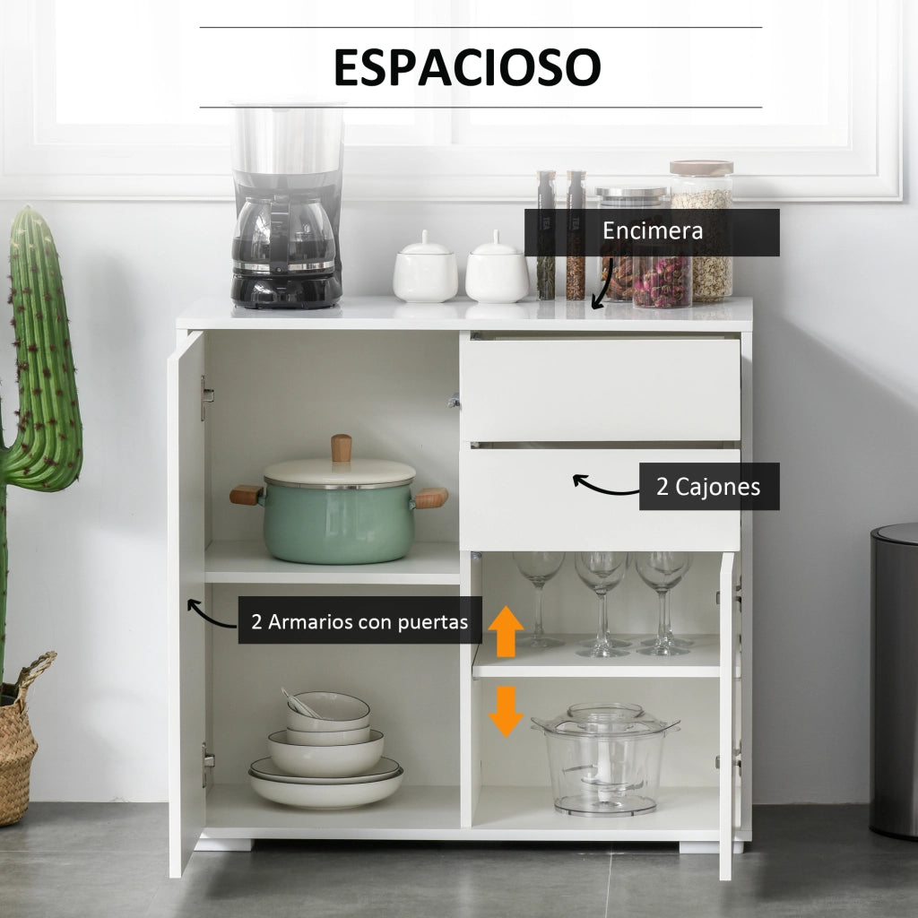 Armadio con 2 ante e 2 cassetti ¨C Minimal ¨C Bianco 79x36x74 cm
