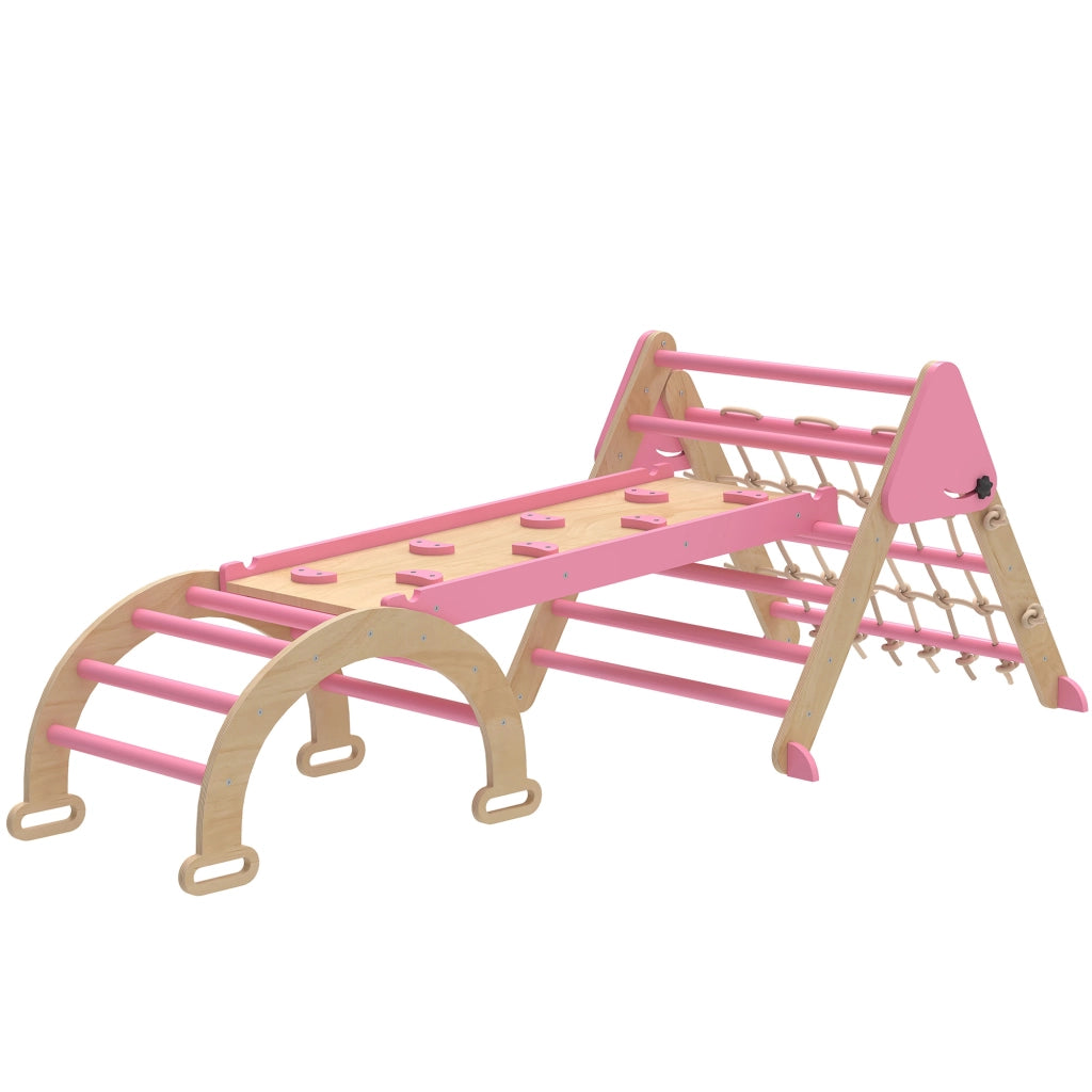 Casetta per bambini con scivolo e scala ¨C zephmum ¨C rosa, legno